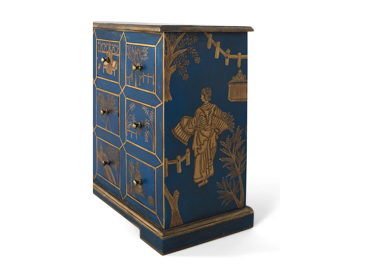 Commode 9 tiroirs fabriquée à la main en bois de manguier et MDF