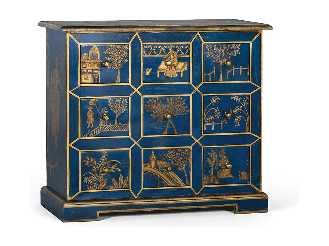 Commode 9 tiroirs fabriquée à la main en bois de manguier et MDF