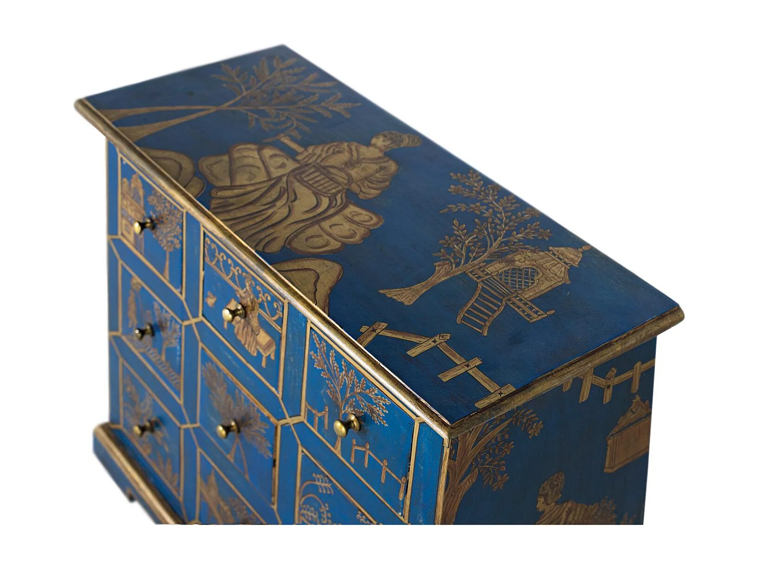 Commode 9 tiroirs fabriquée à la main en bois de manguier et MDF