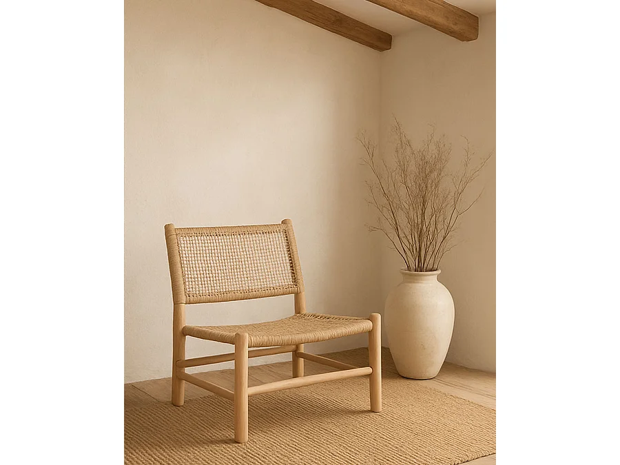 Jaya - Fauteuil de jardin en bois et corde tressée