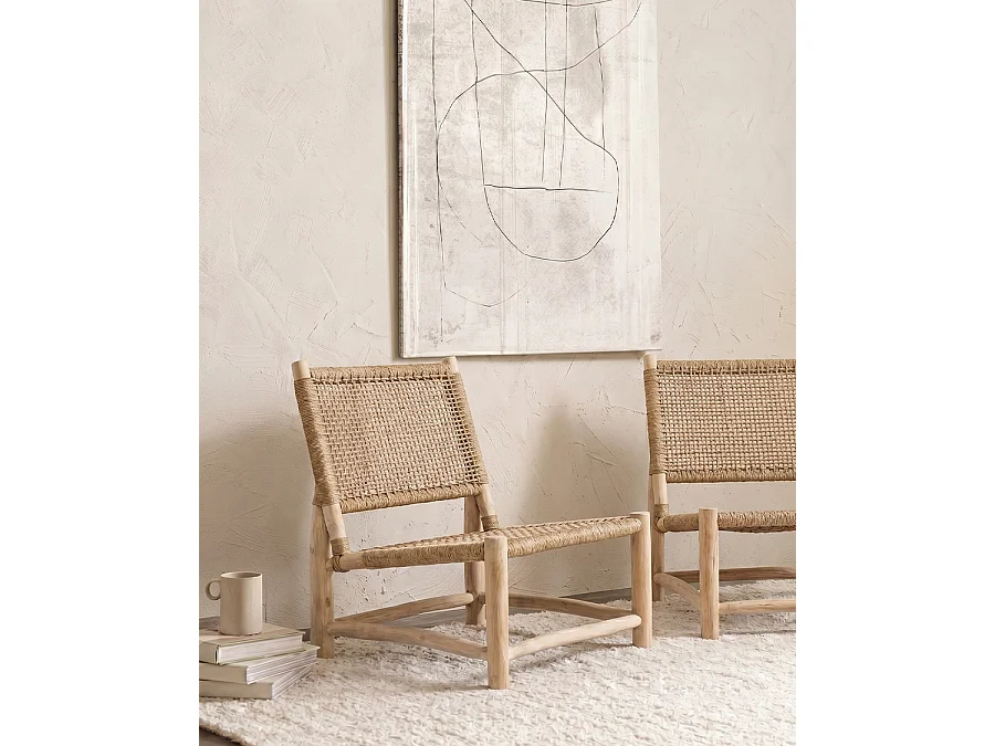 Jaya - Fauteuil de jardin en bois et corde tressée
