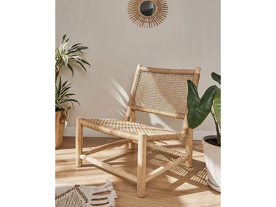 Jaya - Fauteuil de jardin en bois et corde tressée
