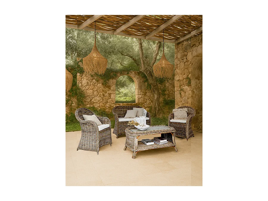 Taman - Salon de Jardin en Rotin Naturel Kubu Gris