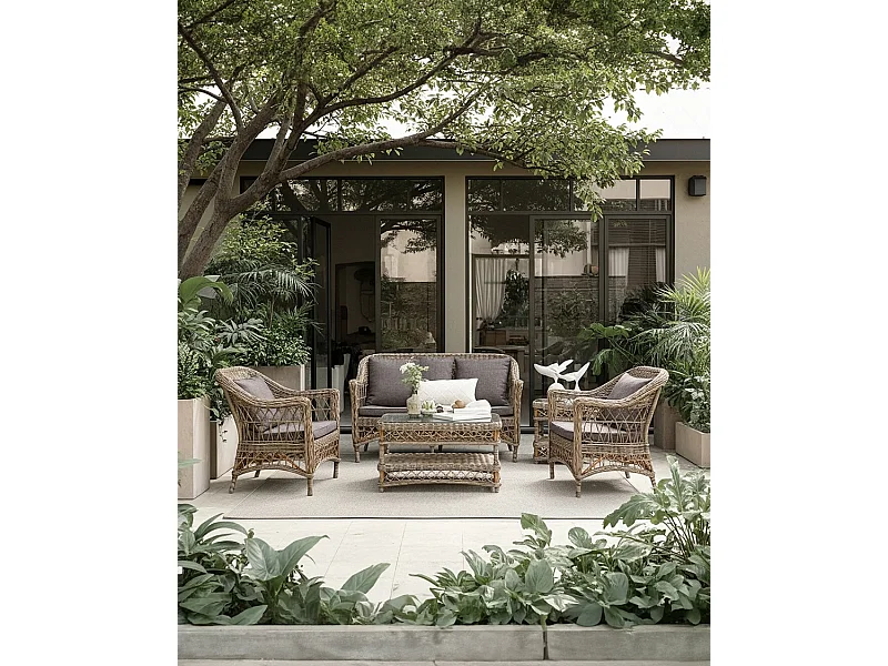 Asri - Salon de jardin en rotin Kubu 4 places