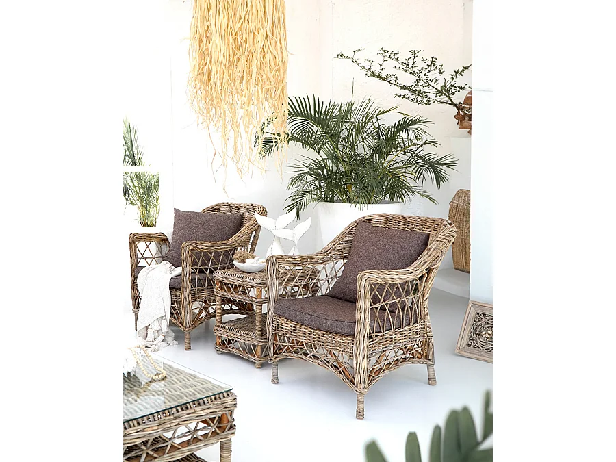 Asri - Salon de jardin en rotin Kubu 4 places