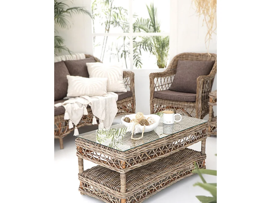 Asri - Salon de jardin en rotin Kubu 4 places