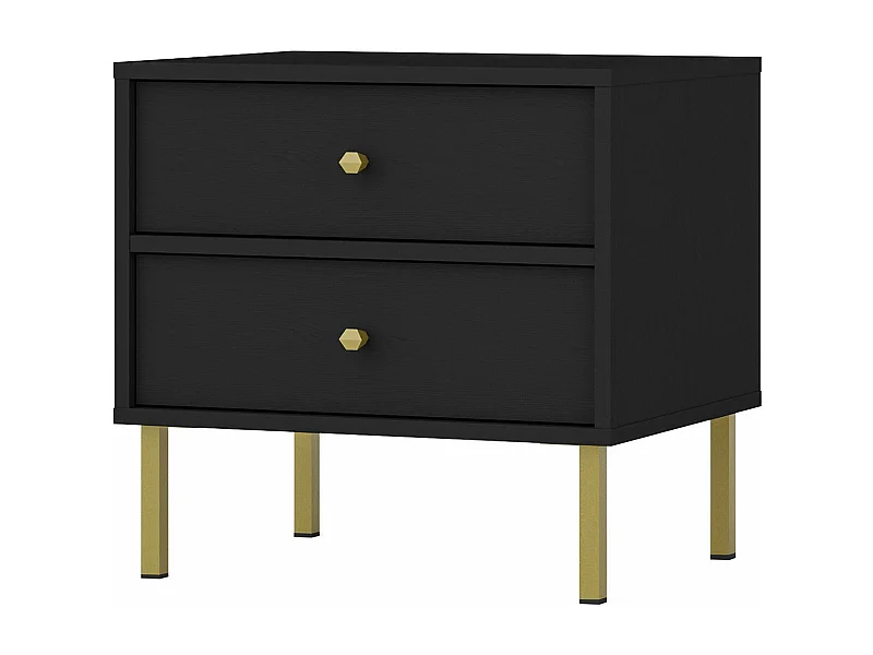 Comodino con 2 cassetti - grafite nera - 52 cm - OKTIO