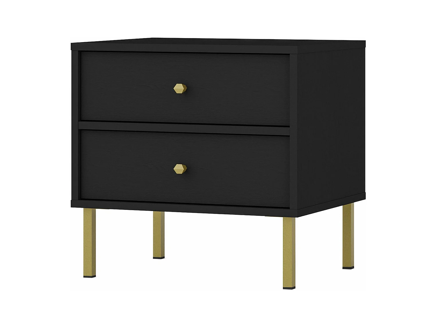 Nachttisch mit 2 Schubladen - Schwarz-Graphit - 52 cm - OKTIO