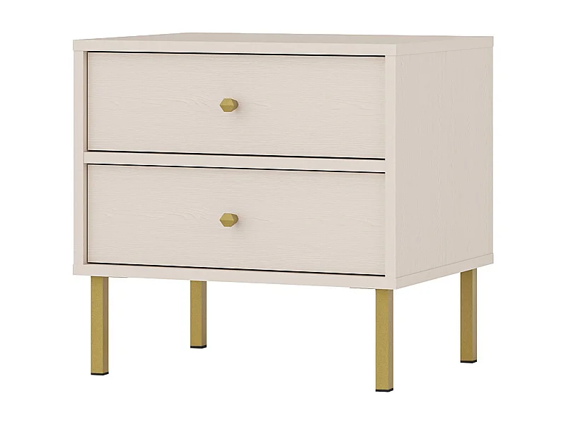 Table de chevet avec 2 tiroir - 52 cm - beige - OKTIO
