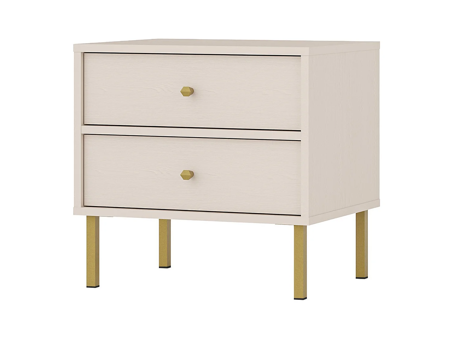 Nachttisch mit 2 Schubladen - Sandbeige - 52 cm - OKTIO