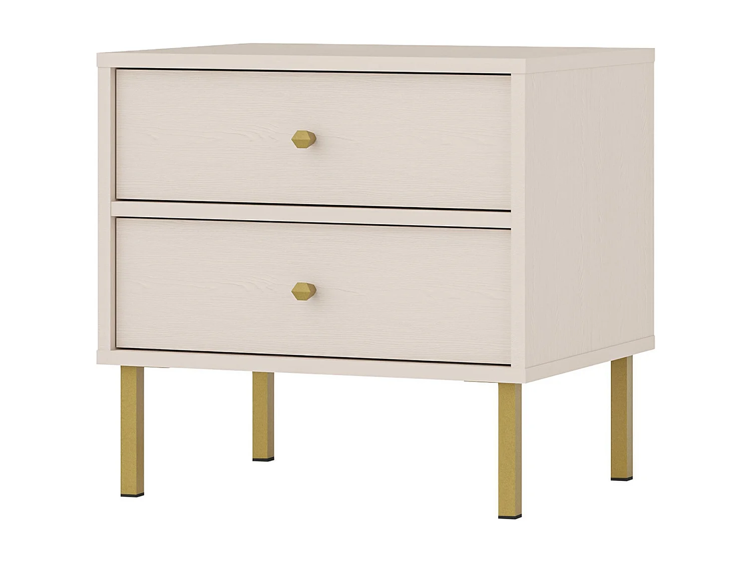 Mesita de noche con 2 cajones - Beige arena - 52 cm - OKTIO