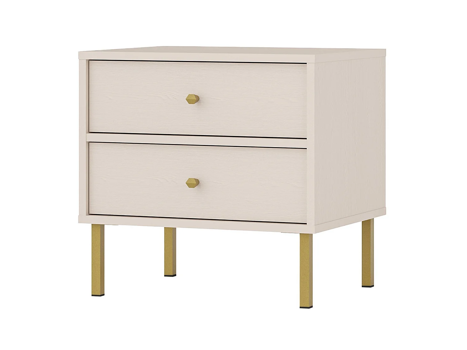 Table de chevet avec 2 tiroir - 52 cm - beige - OKTIO