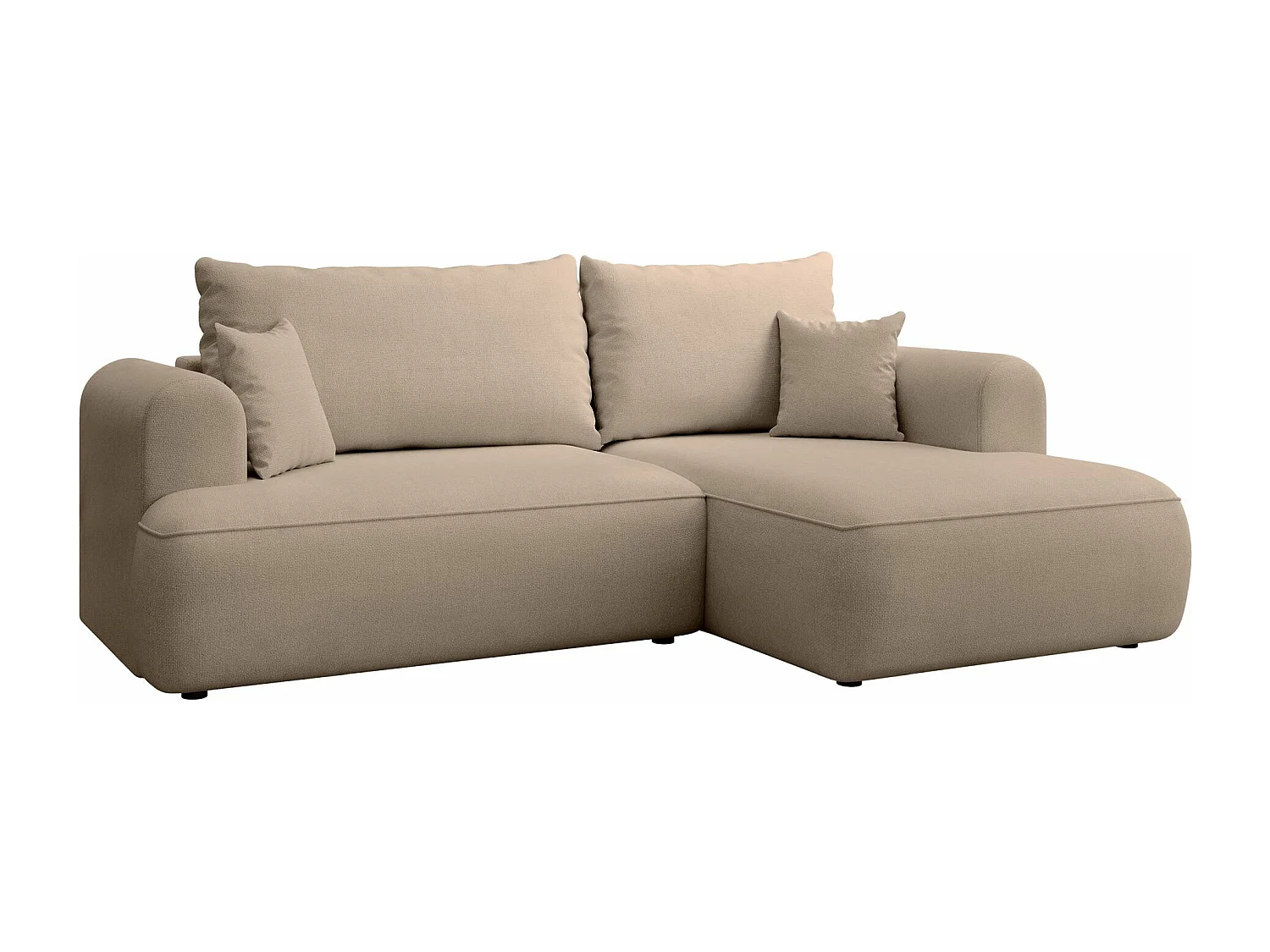 Canapé d'angle convertible- chenille beige- côté droit- OVO MINI