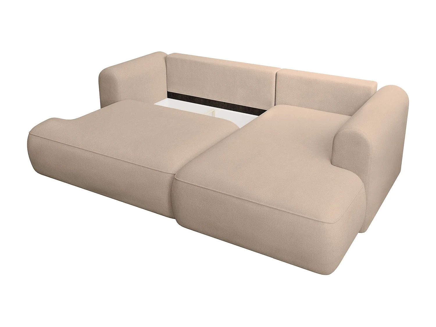 Canapé d'angle convertible- chenille beige- côté droit- OVO MINI