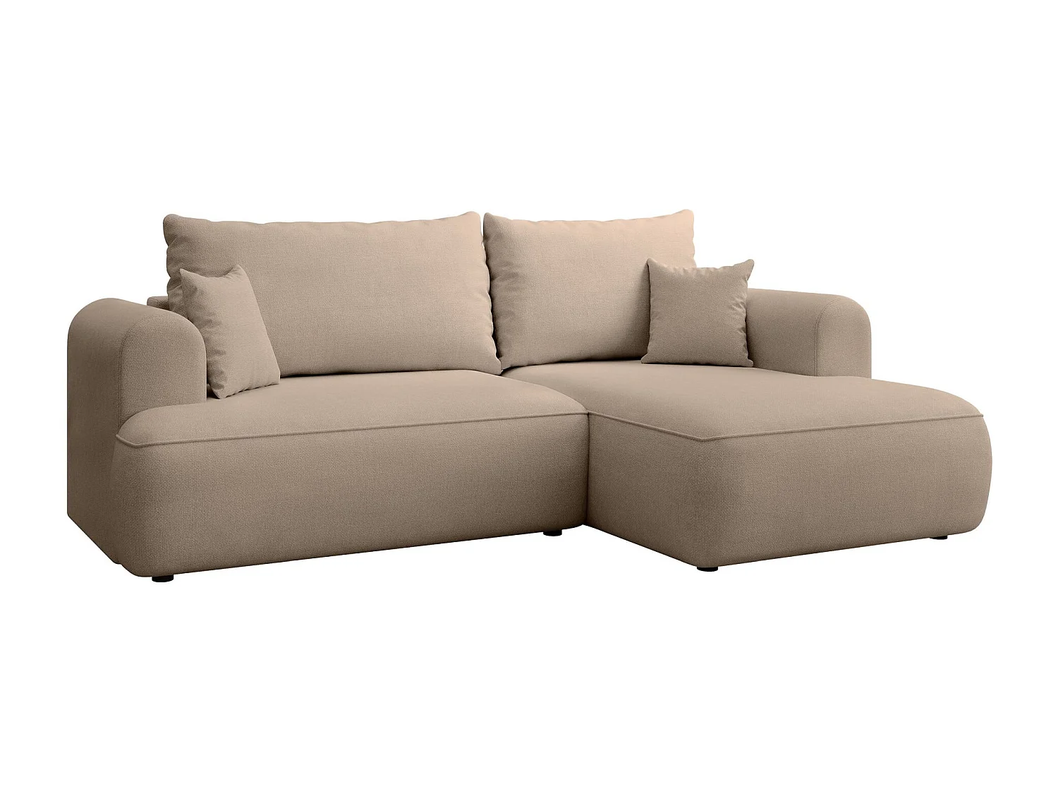 Canapé d'angle convertible- chenille beige- côté droit- OVO MINI