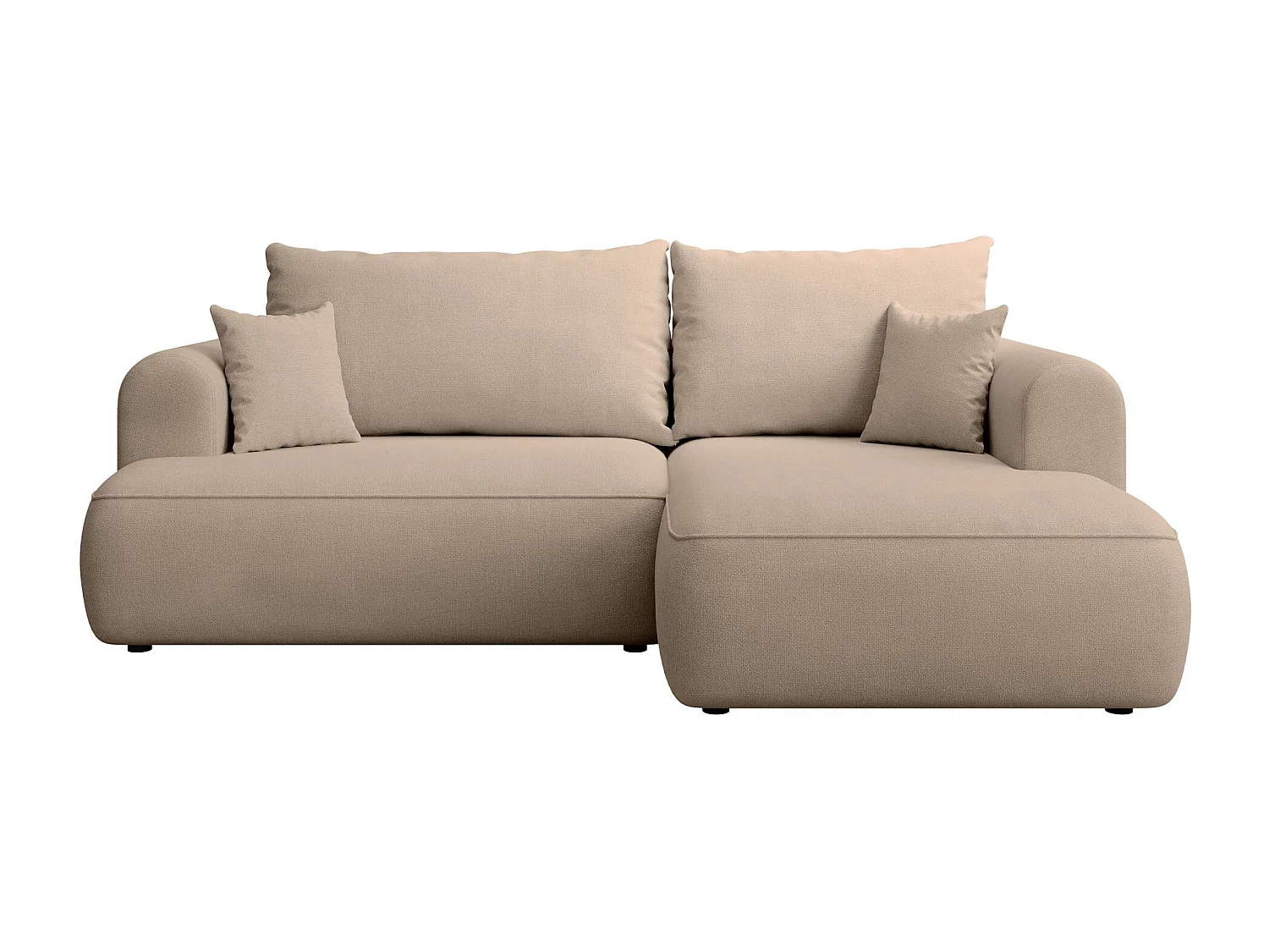Canapé d'angle convertible- chenille beige- côté droit- OVO MINI