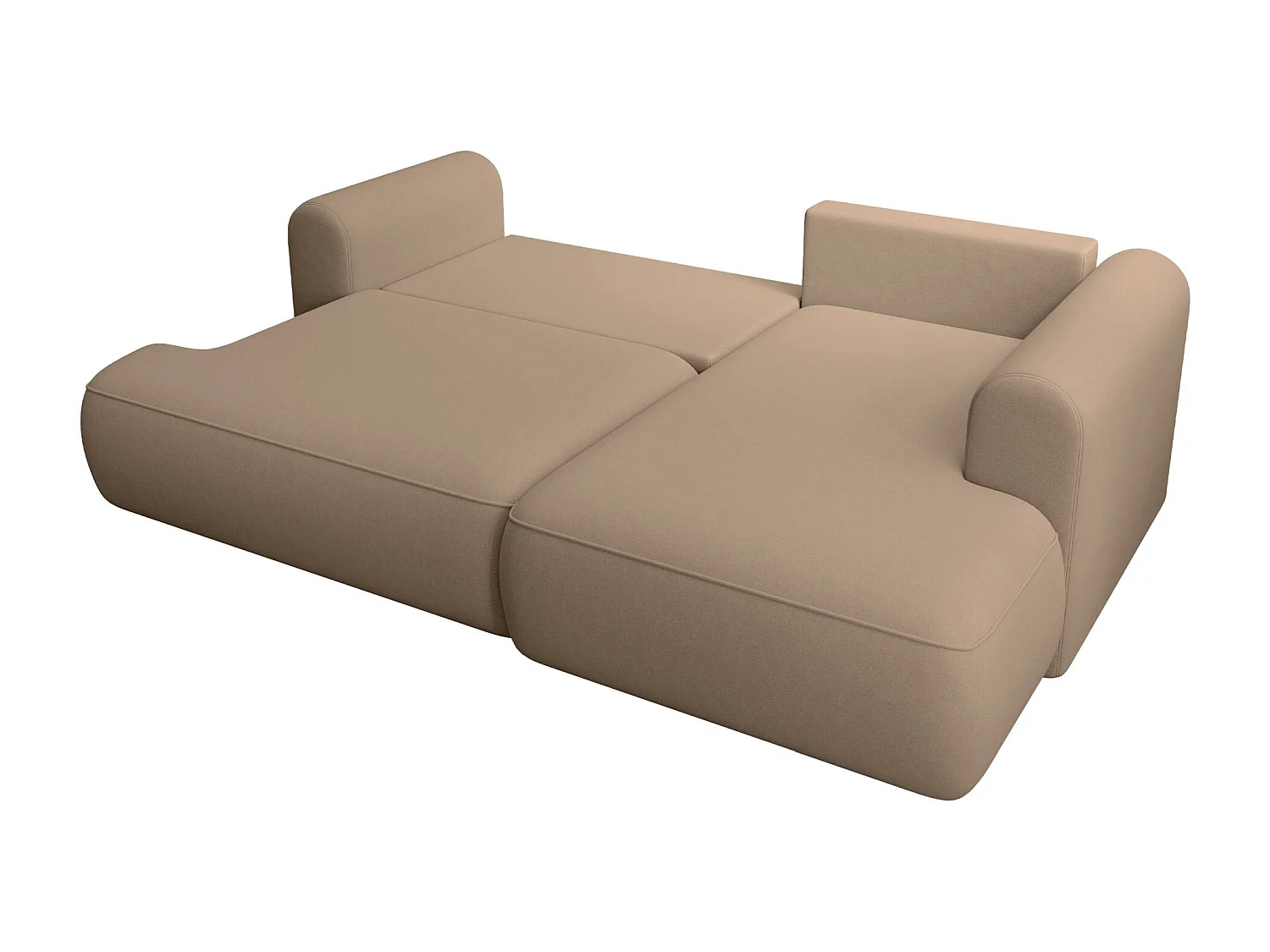 Eckschlafsofa rechtsseitig mit Stauraum - Easy-Clean-Samtbezug - beige - OVO MINI
