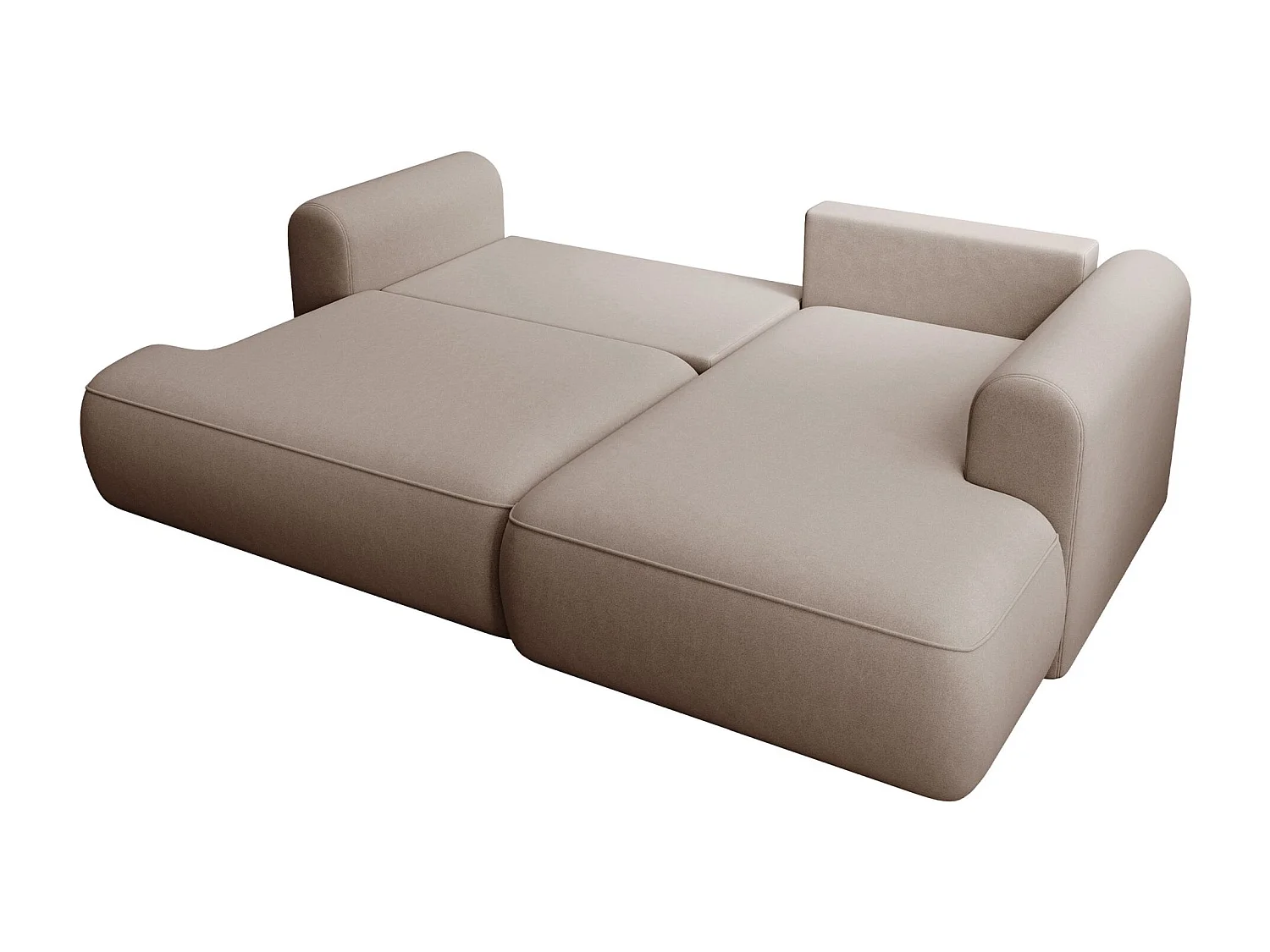 Canapé d'angle convertible - en velours beige - côté droit - OVO MINI