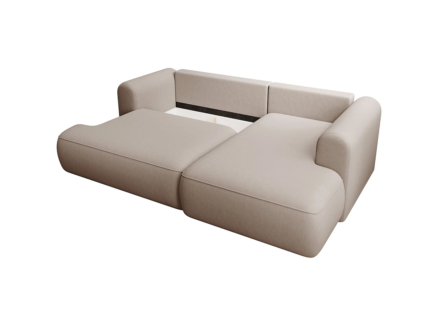 Canapé d'angle convertible - en velours beige - côté droit - OVO MINI