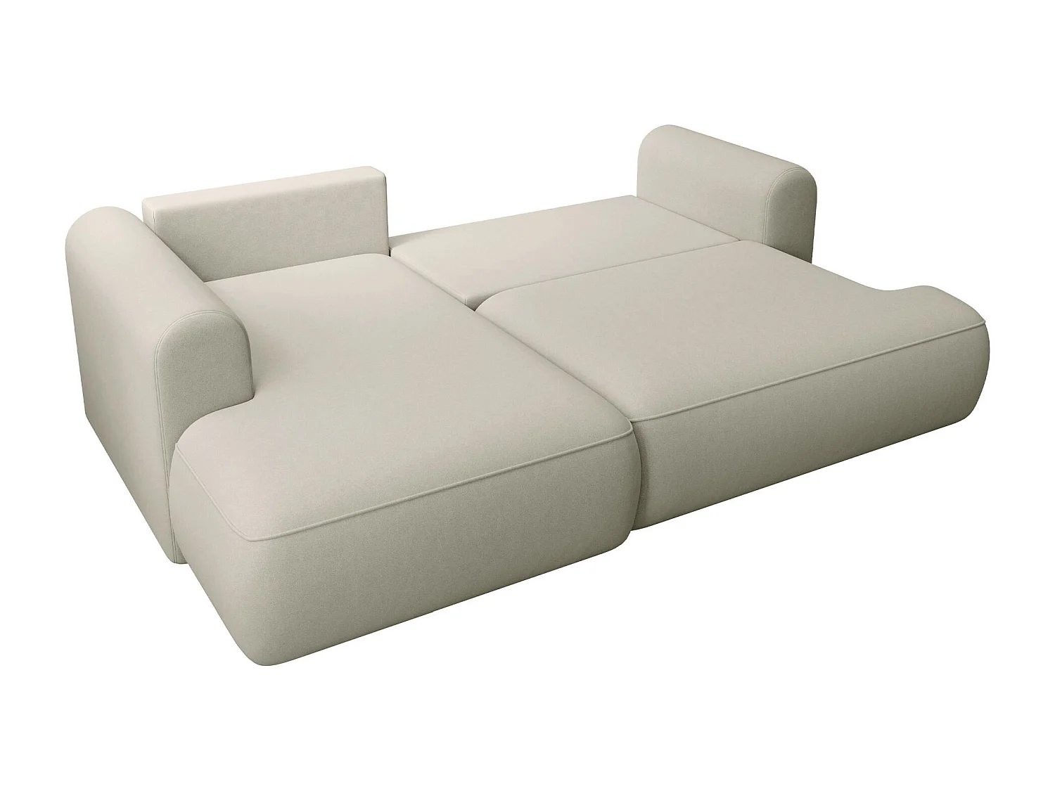 Canapé d'angle convertible - en velours beige clair - côté gauche - OVO MINI
