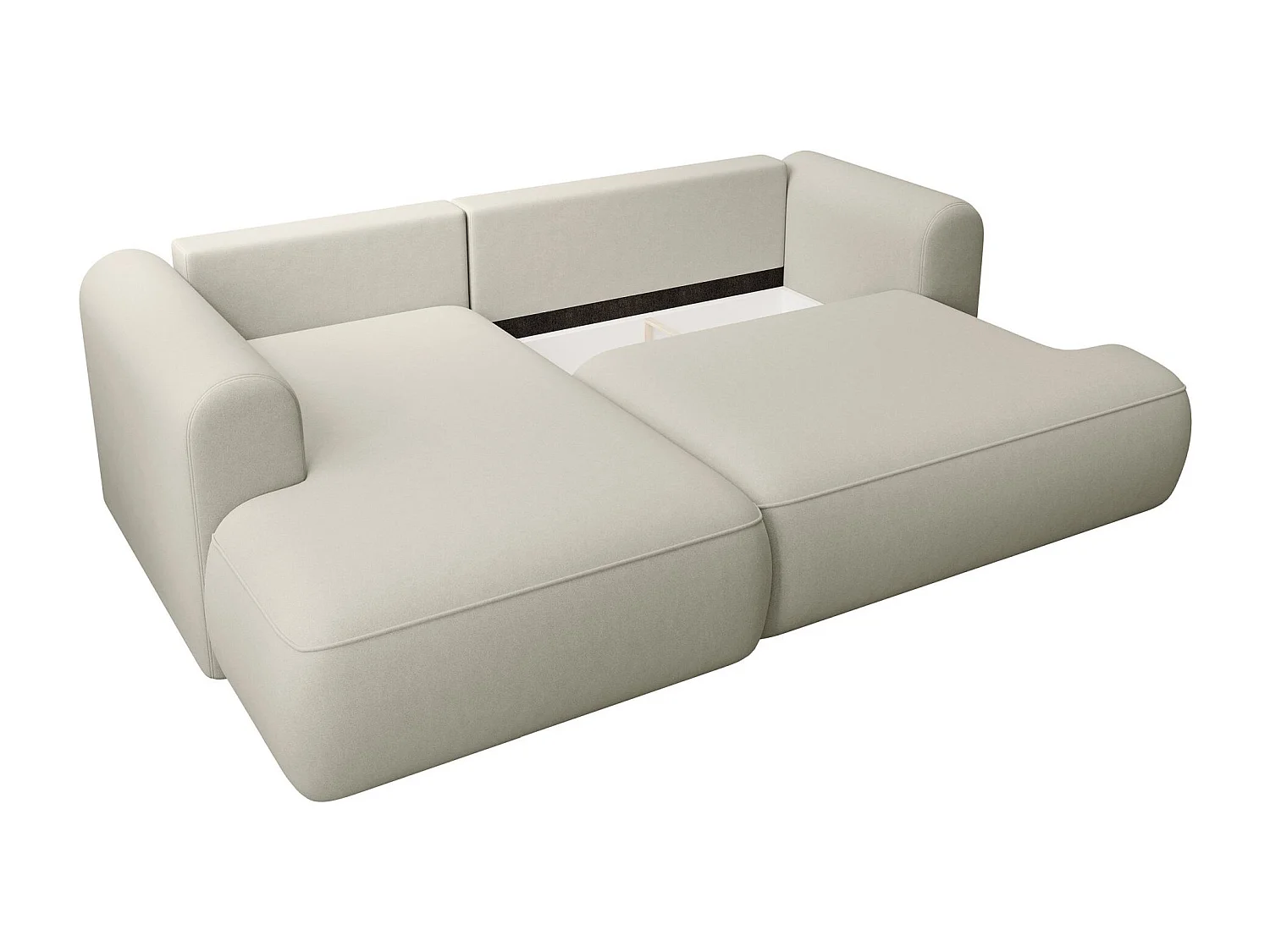 Canapé d'angle convertible - en velours beige clair - côté gauche - OVO MINI