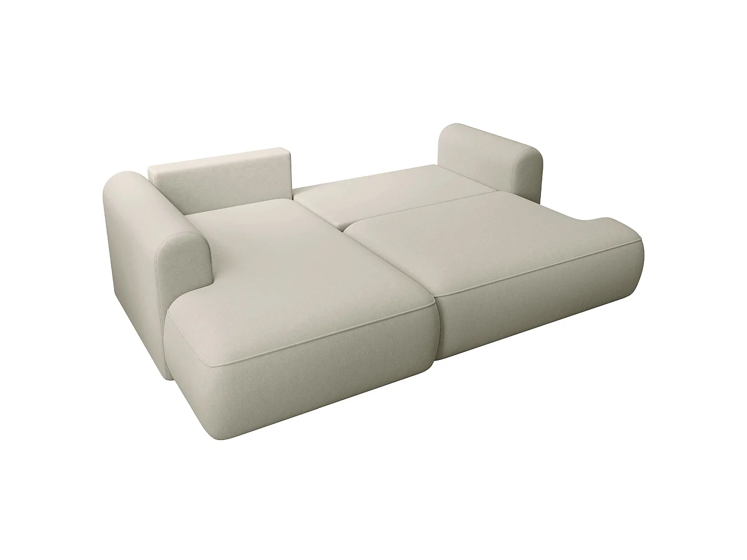Canapé d'angle convertible - en velours beige clair - côté gauche - OVO MINI