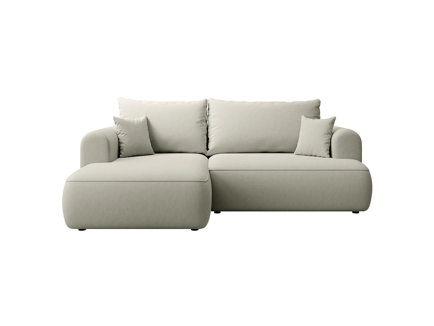 Canapé d'angle convertible - en velours beige clair - côté gauche - OVO MINI