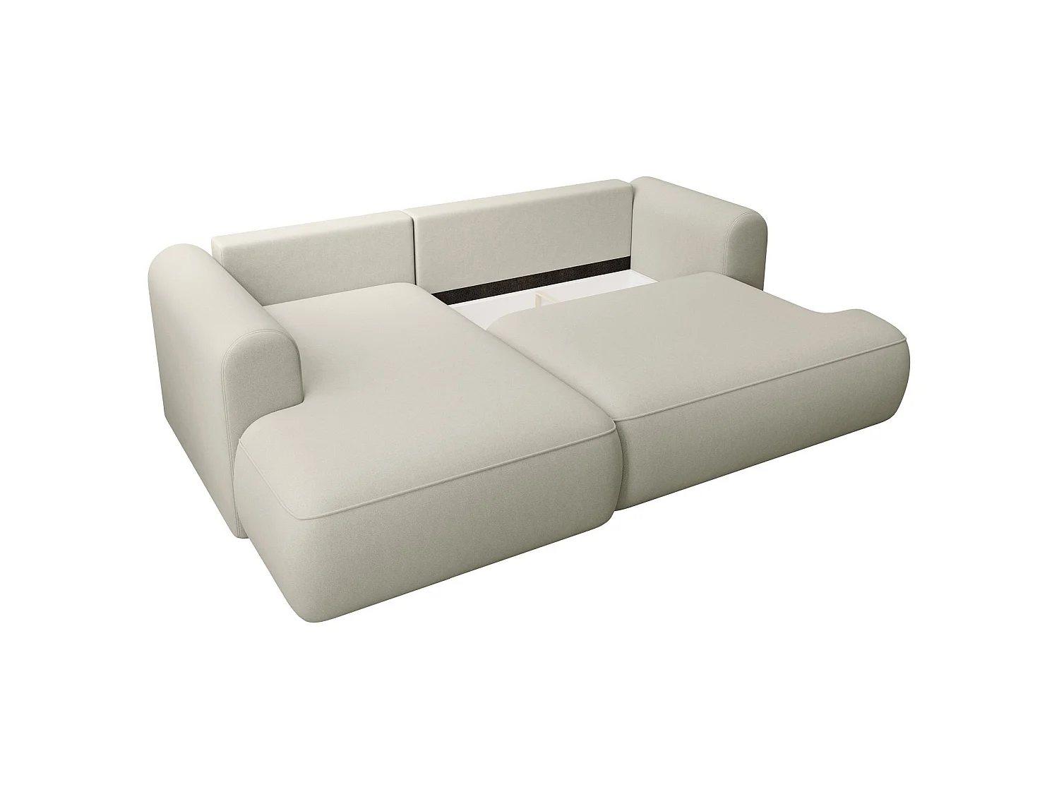 Canapé d'angle convertible - en velours beige clair - côté gauche - OVO MINI