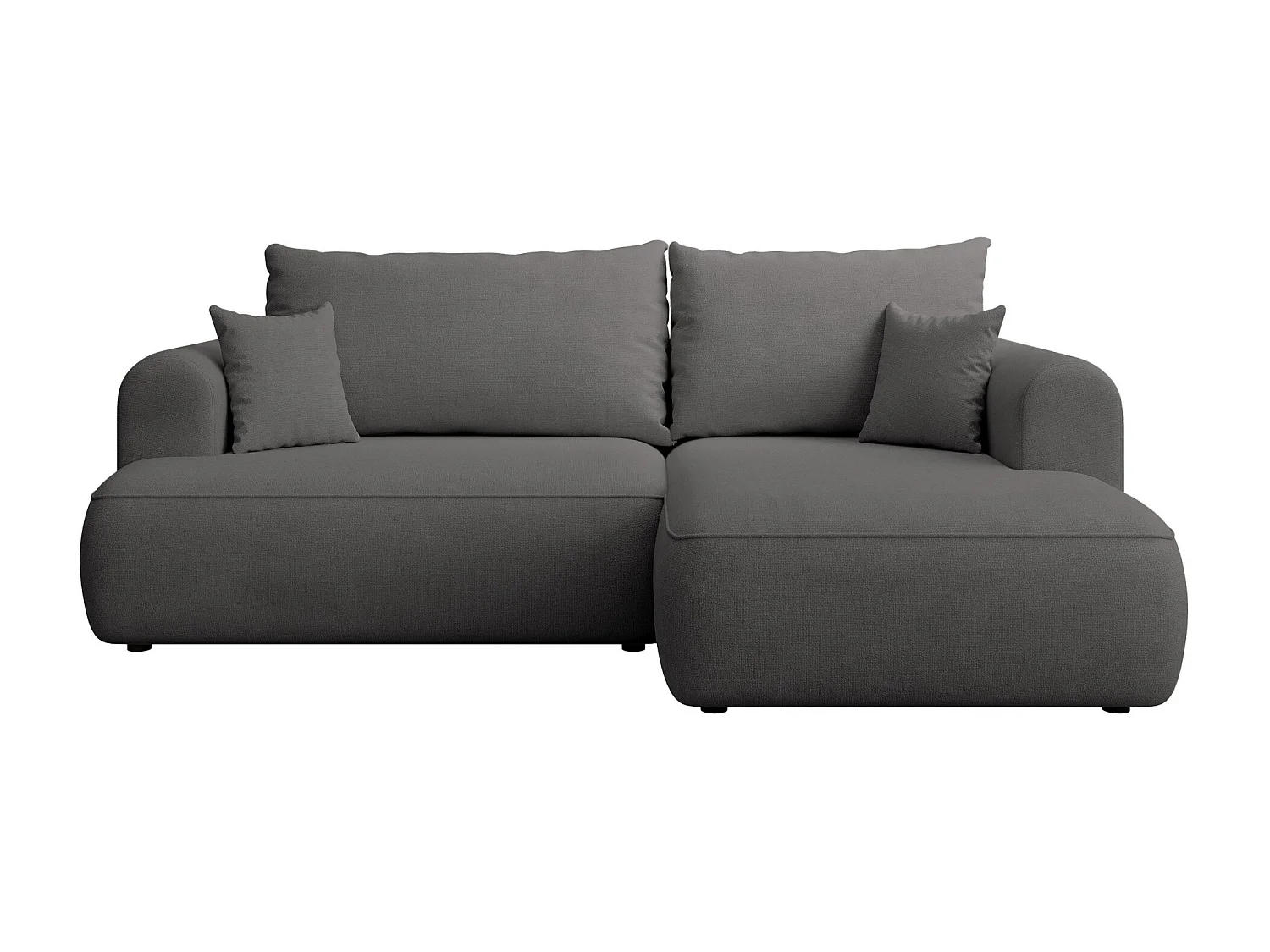 Canapé d'angle convertible- chenille gris foncé - côté droit - OVO MINI