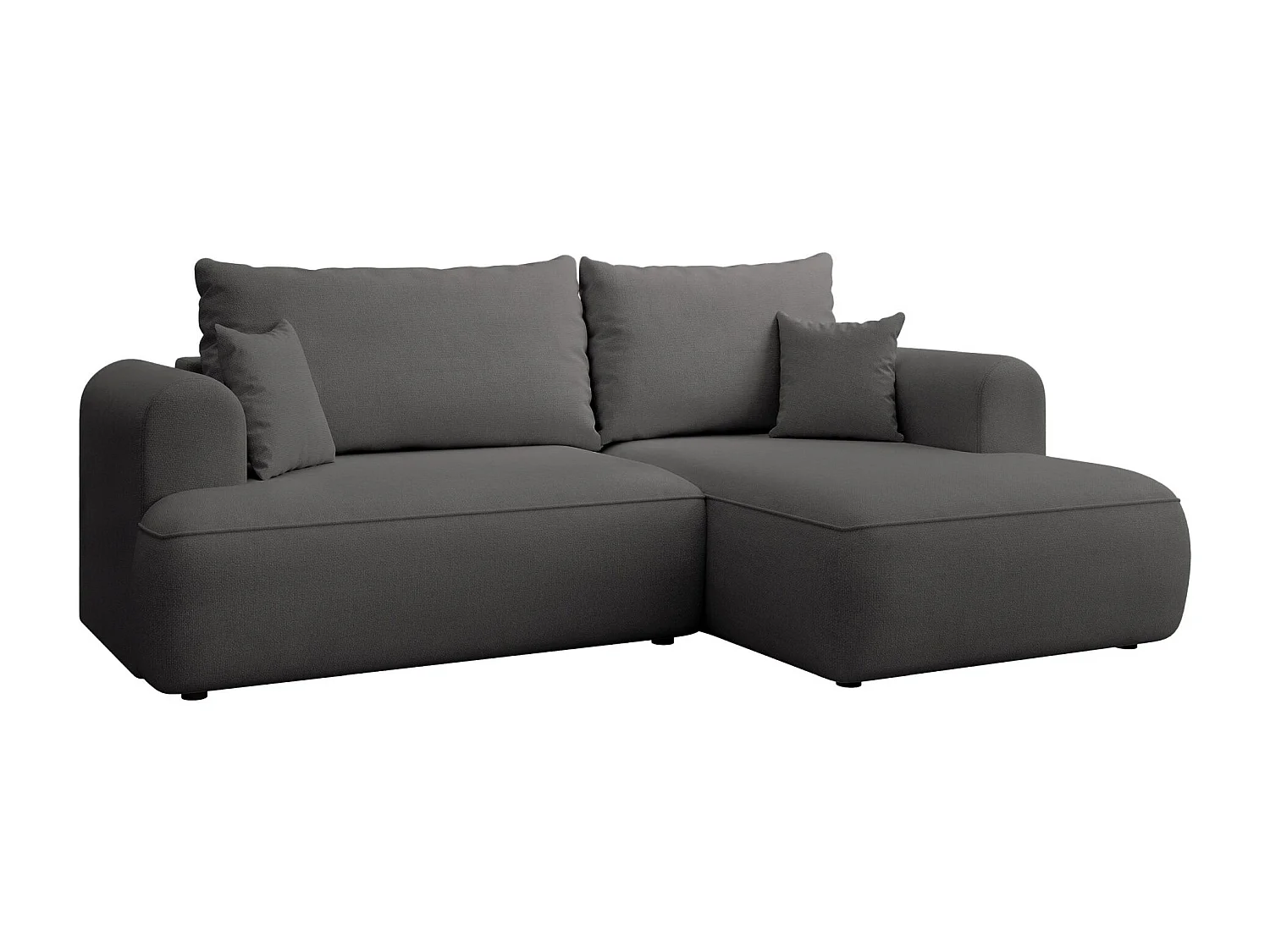 Canapé d'angle convertible- chenille gris foncé - côté droit - OVO MINI