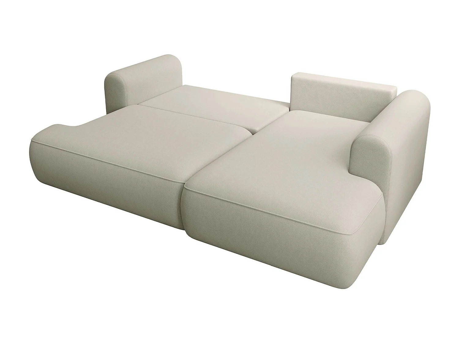 Canapé d'angle convertible - en velours beige clair - côté droit - OVO MINI