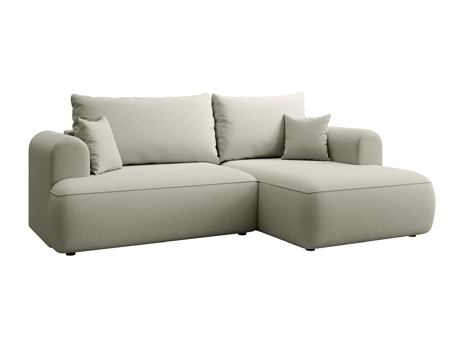 Canapé d'angle convertible - en velours beige clair - côté droit - OVO MINI