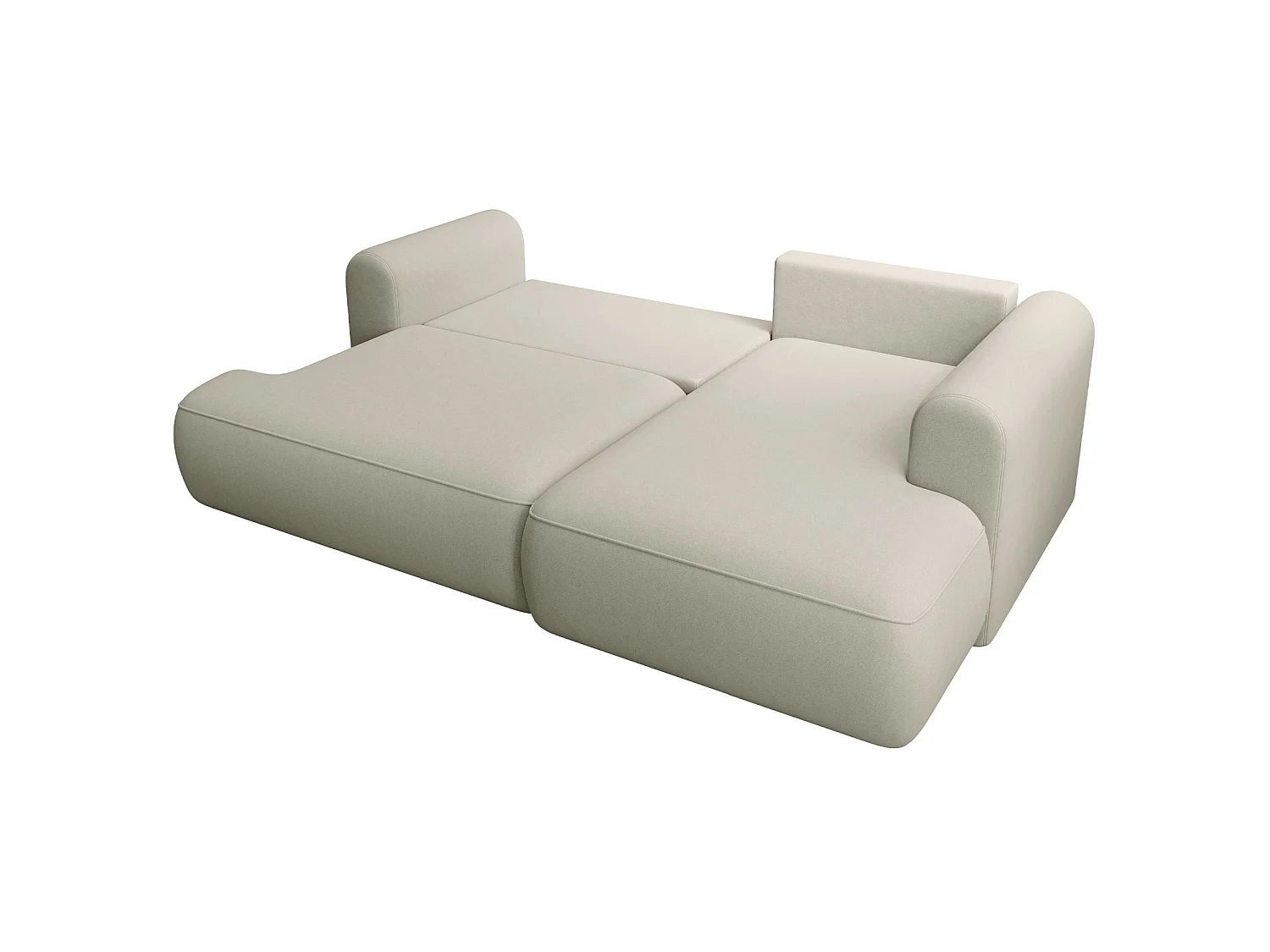 Eckschlafsofa rechtsseitig mit Stauraum - Easy-Clean-Samtbezug - hellbeige - OVO MINI