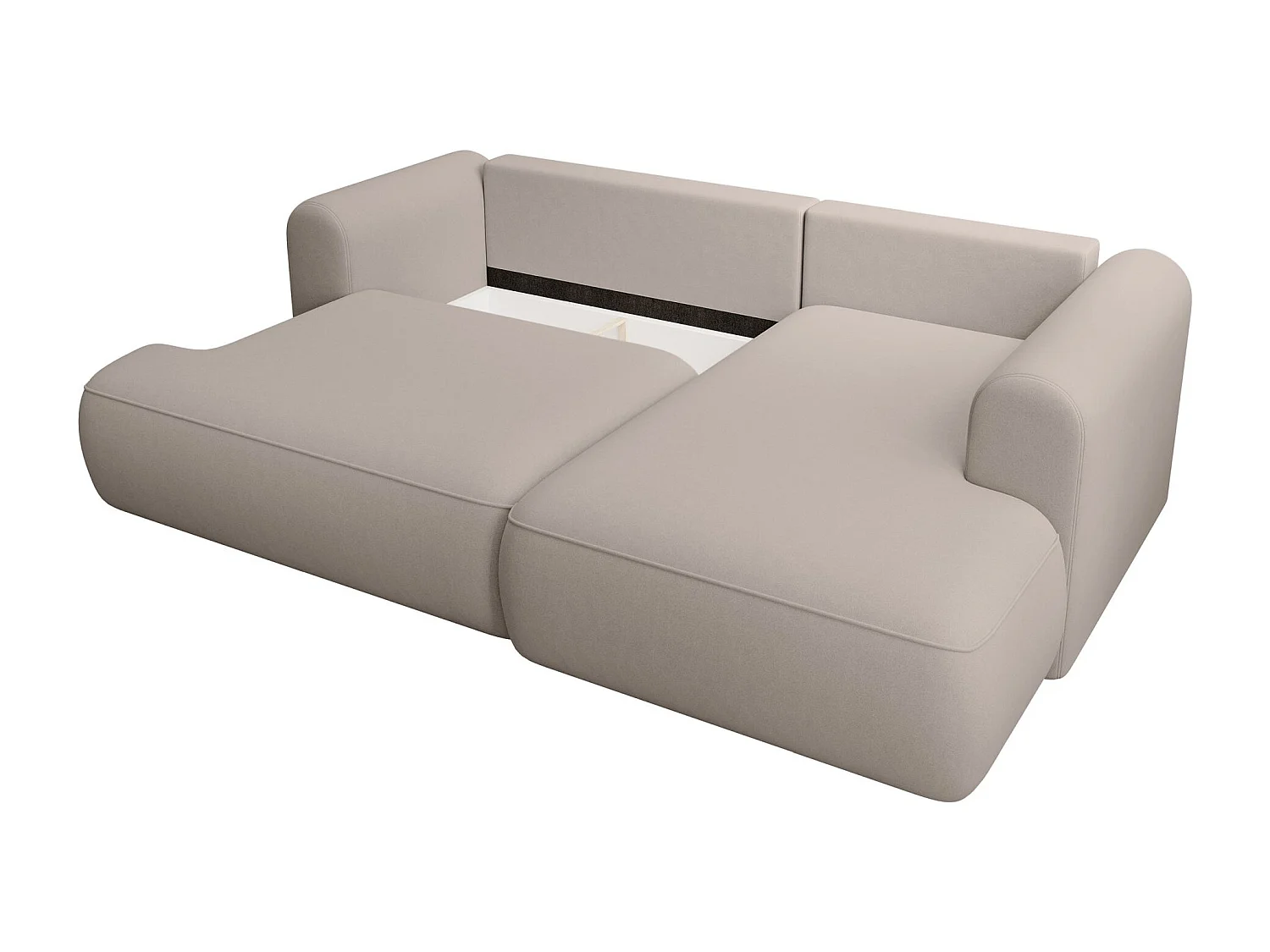 Eckschlafsofa rechtsseitig mit Stauraum - Easy-Clean-Samtbezug - grau - OVO MINI