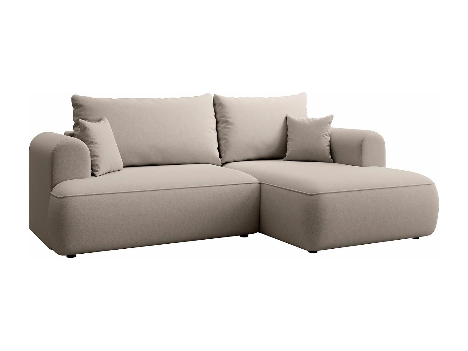Eckschlafsofa rechtsseitig mit Stauraum - Easy-Clean-Samtbezug - grau - OVO MINI