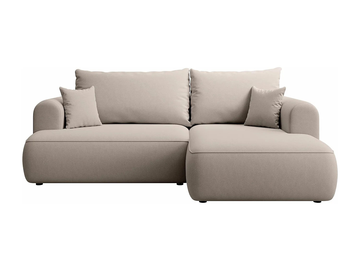 Eckschlafsofa rechtsseitig mit Stauraum - Easy-Clean-Samtbezug - grau - OVO MINI