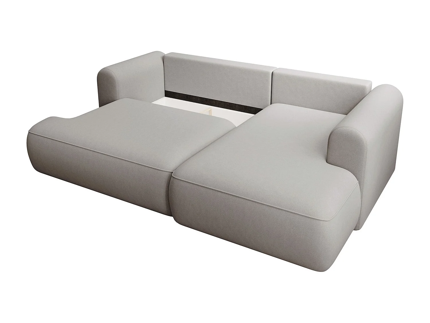 Canapé d'angle convertible - en velours gris - côté droit - OVO MINI