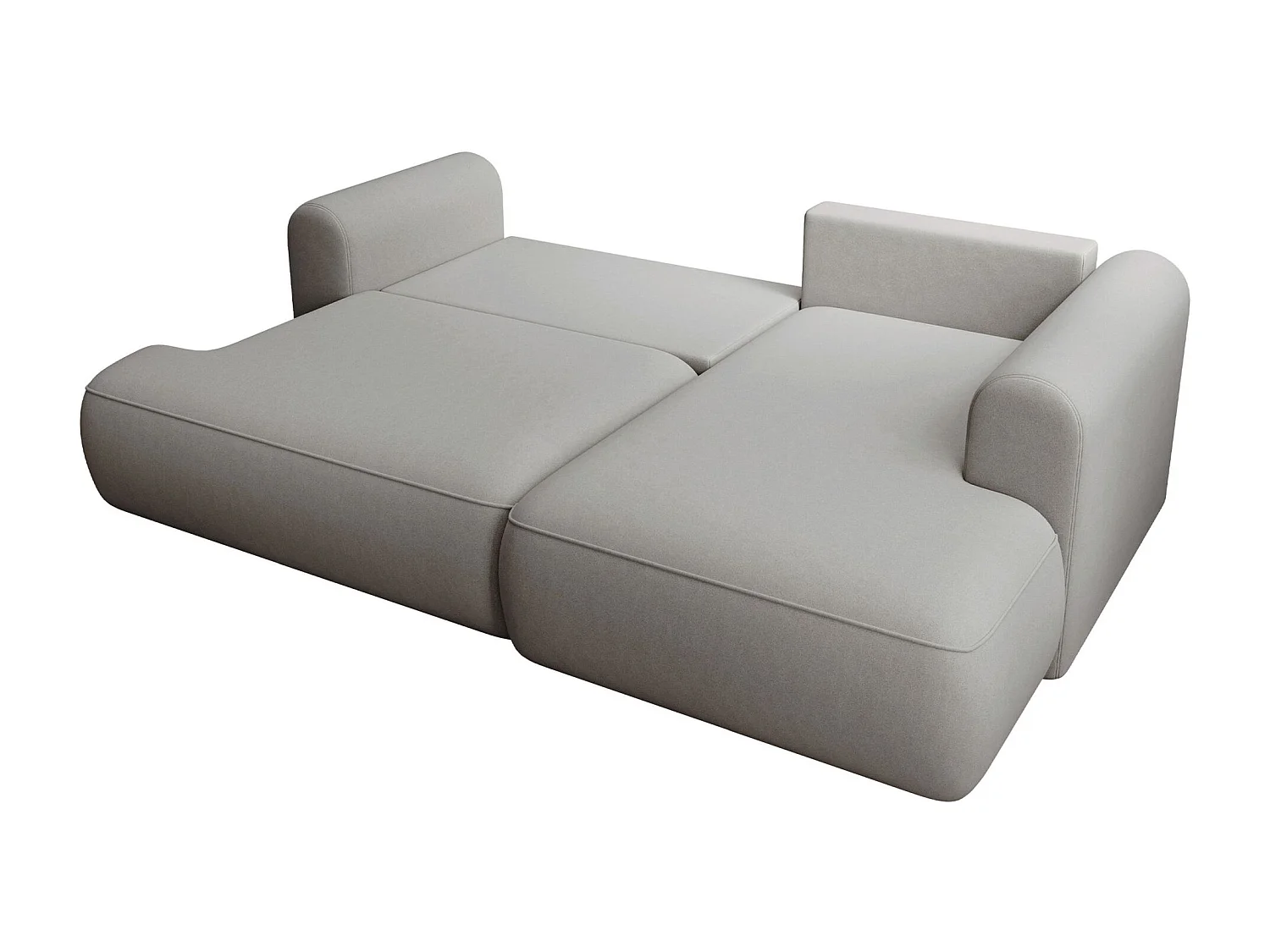 Canapé d'angle convertible - en velours gris - côté droit - OVO MINI