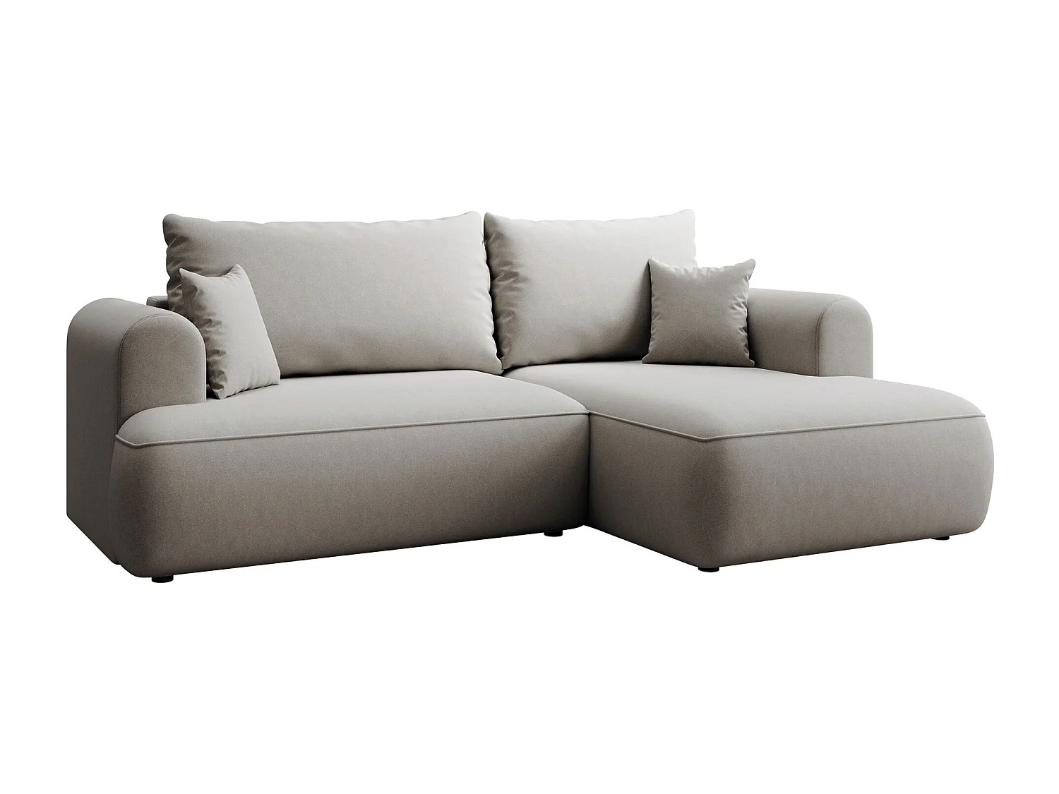 Canapé d'angle convertible - en velours gris - côté droit - OVO MINI