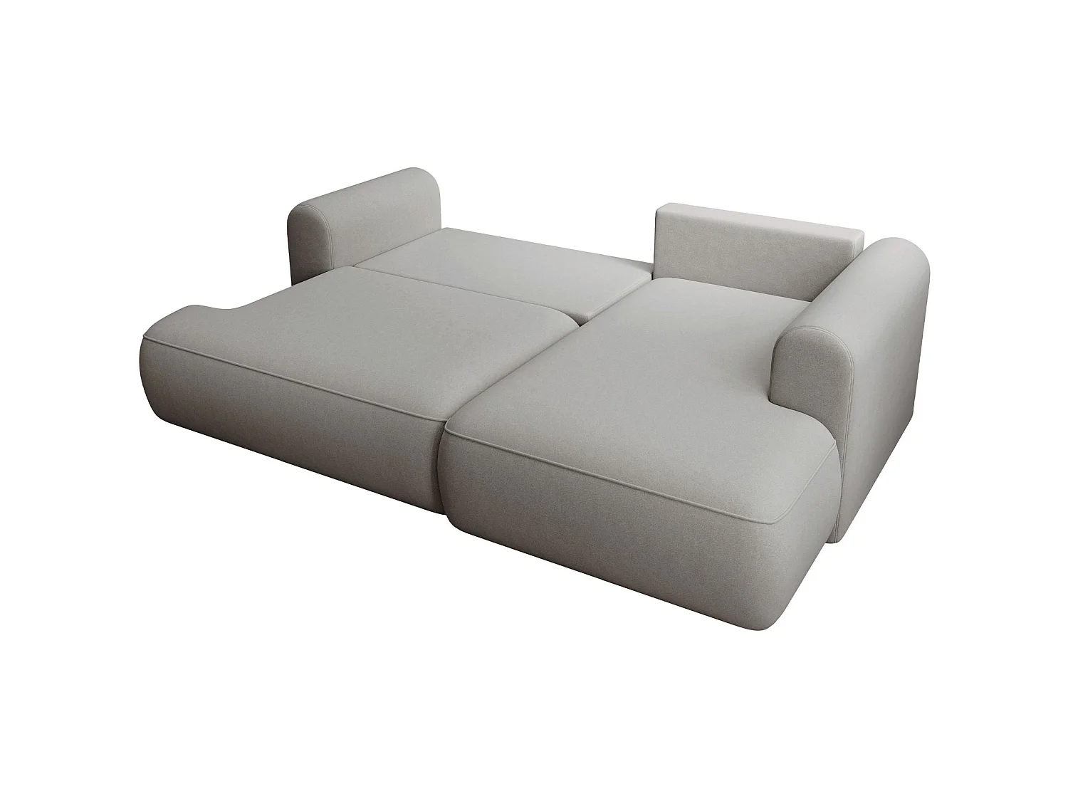 Canapé d'angle convertible - en velours gris - côté droit - OVO MINI
