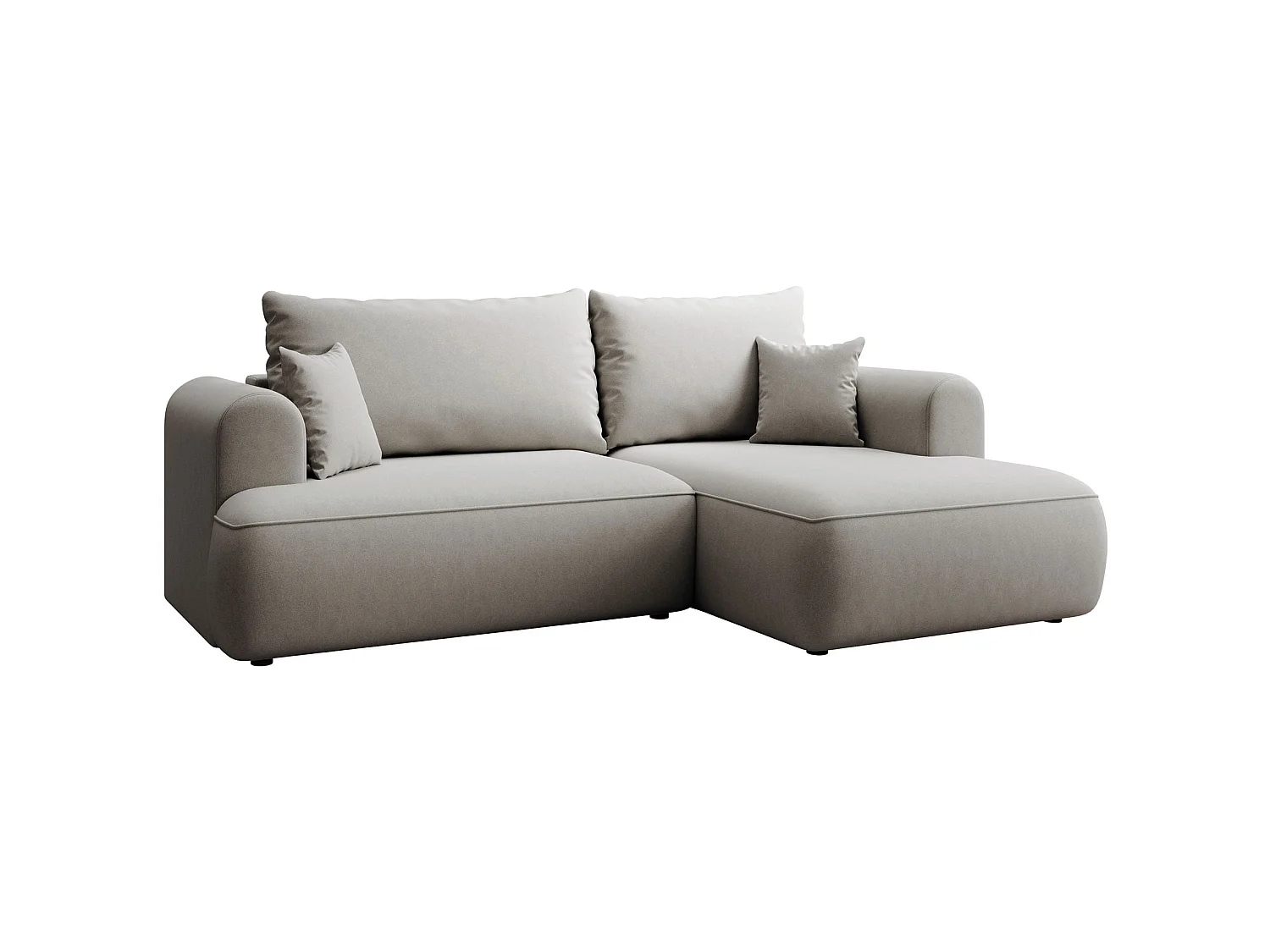Canapé d'angle convertible - en velours gris - côté droit - OVO MINI