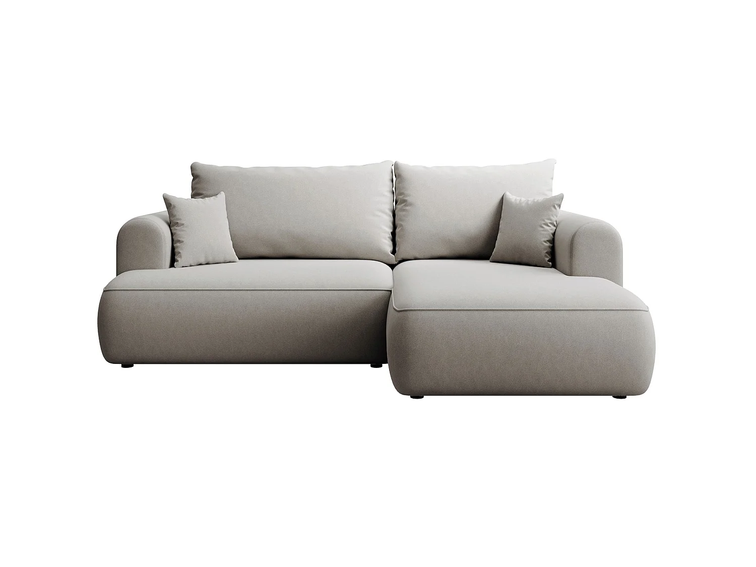 Canapé d'angle convertible - en velours gris - côté droit - OVO MINI