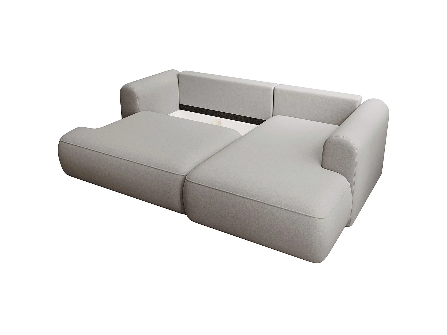 Canapé d'angle convertible - en velours gris - côté droit - OVO MINI