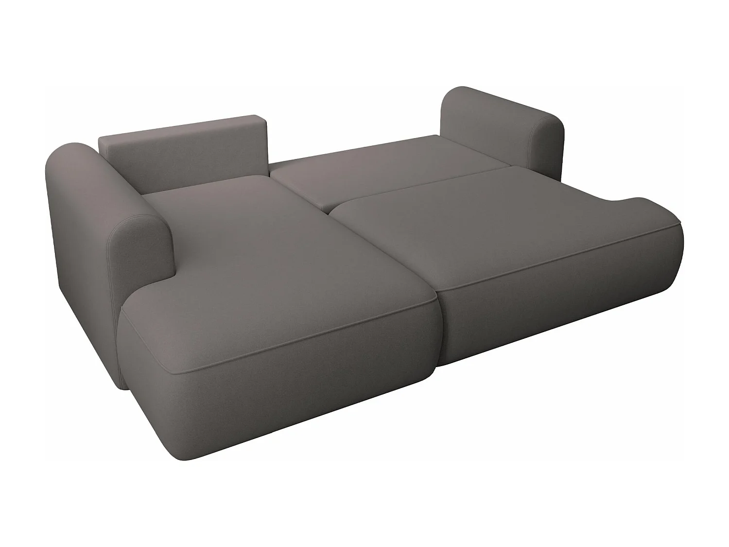 Eckschlafsofa linksseitig mit Stauraum - Easy-Clean-Samtbezug - dunkelgrau - OVO MINI