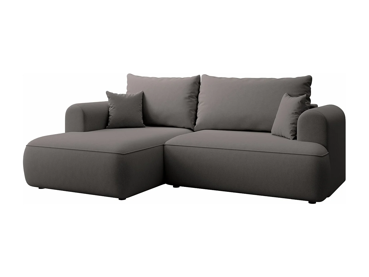 Eckschlafsofa linksseitig mit Stauraum - Easy-Clean-Samtbezug - dunkelgrau - OVO MINI