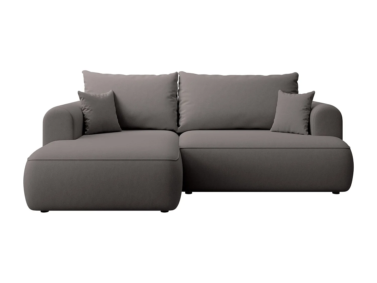 Eckschlafsofa linksseitig mit Stauraum - Easy-Clean-Samtbezug - dunkelgrau - OVO MINI