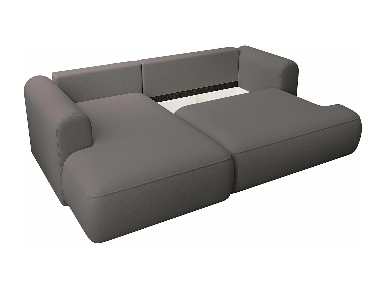 Eckschlafsofa linksseitig mit Stauraum - Easy-Clean-Samtbezug - dunkelgrau - OVO MINI