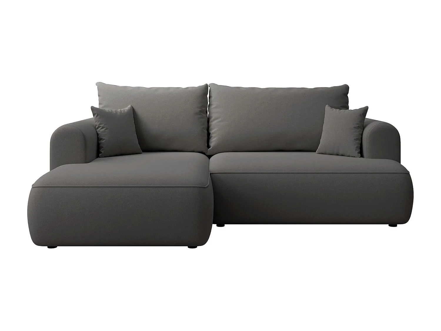 Canapé d'angle convertible - en velours gris foncé - côté gauche- OVO MINI