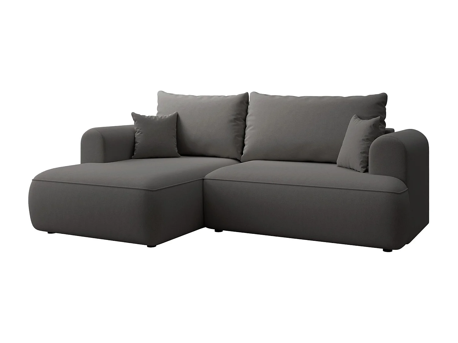 Canapé d'angle convertible - en velours gris foncé - côté gauche- OVO MINI