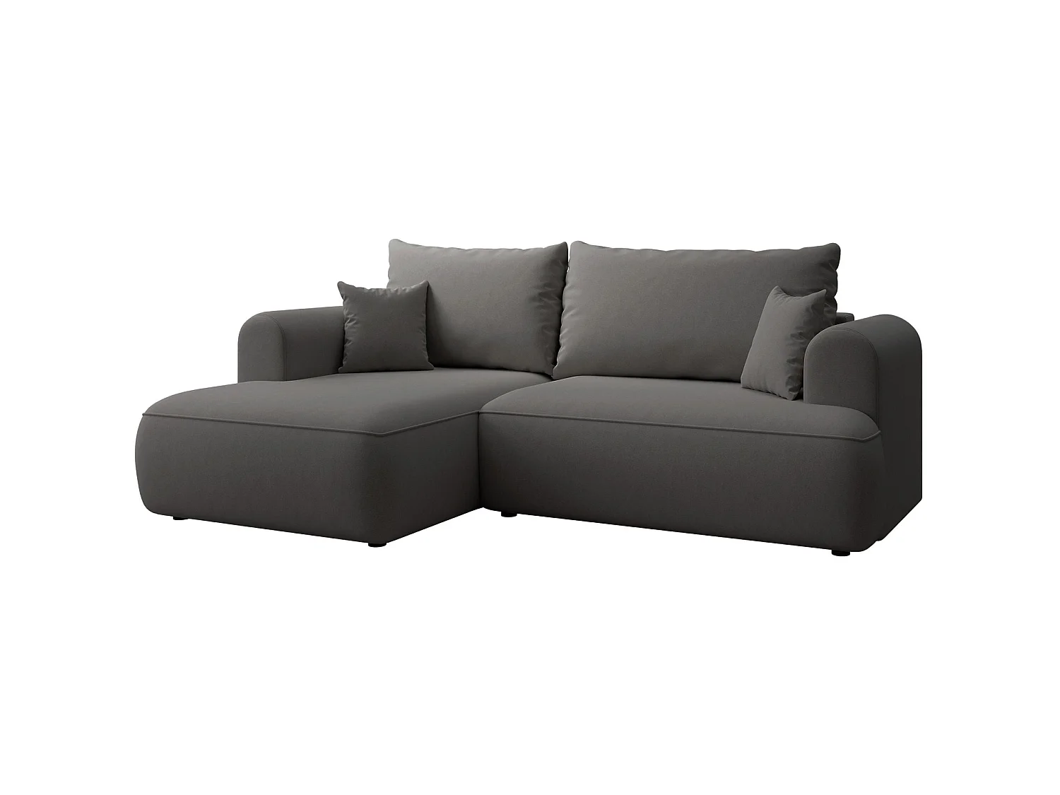 Canapé d'angle convertible - en velours gris foncé - côté gauche- OVO MINI
